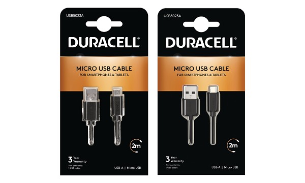 Duracell 1m+2m USB-A to Micro USB Cable